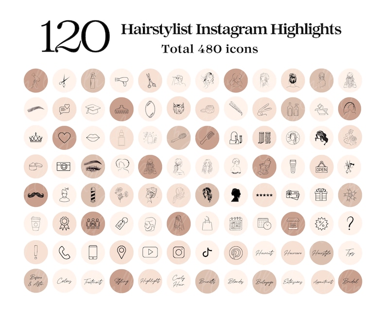 Hairstylist Instagram Highlight Covers, íconos naturales de peluquería de instagram, Minimalist brown hair salon business Instagram, peluquero imagen 2