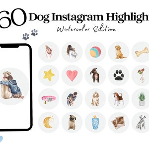 Hund Instagram Highlight Cover, tägliche Haustiere Cover Symbole Tier, Hundegeschichte Social Media, Hundesymbole Instagram Bundle, Zoohandlung, Aquarell Hund