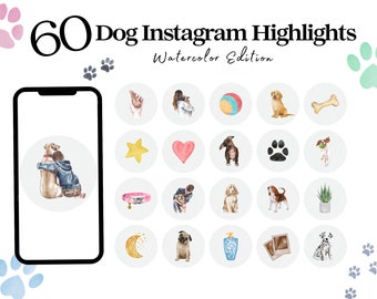 Cane Instagram Highlight Cover, Daily Pets Cover Icons Animal, Dog Story Social Media, Dog Icons Instagram Bundle, Negozio di animali, Acquerello Cane