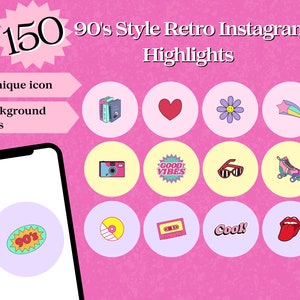 Retro Instagram Highlight Covers, 90s vibes Instagram Highlight Icons, Groovy Instagram Story Icons, Hippie instagram, summer instagram icon