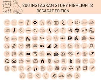 200 Dog&Cat Instagram Highlight Covers / Daily Pets Cover Iconos Animal / Iconos de perros para Instagram / Iconos de gatos para Instagram