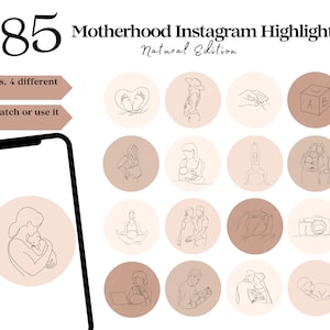 Motherhood Instagram Highlight Covers, Mom Life Icons for Instagram, Line Art Pregnancy Baby Family Life Instagram Story Highlight Covers