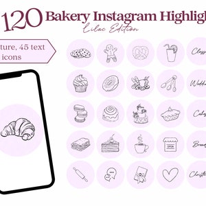 Bakery instagram highlight covers, baking instagram icons, purple instagram cover, dessert icons for instagram, instagram bundle, minimalist