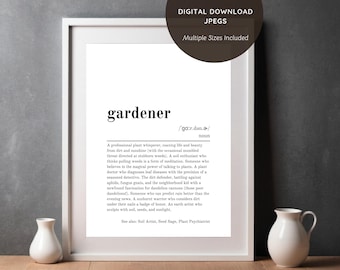 Gardener Dictionary Definition Printable Wall Art - Birthday, Work, Special Occasions Gift - Genuine & Funny Quote - Digital Download