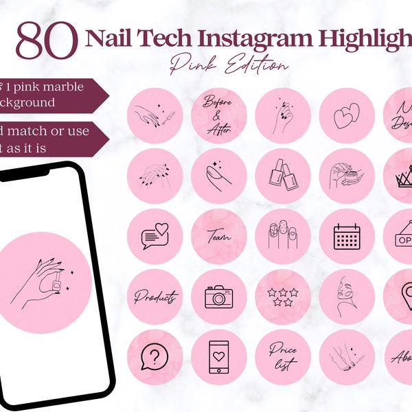 Nail Tech Instagram Highlights Pink, Nail Artist Highlight Cover, Pink Instagram Highlight Icons, Nail Art Buttons, Beauty Instagram Icon