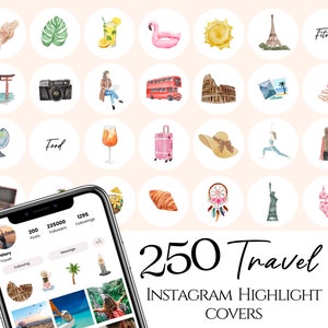Reise Instagram Highlight Cover Urlaub Aquarell Geschichte Highlights IG Icons Minimal Social Media Icons für Instagram Country Summer Party