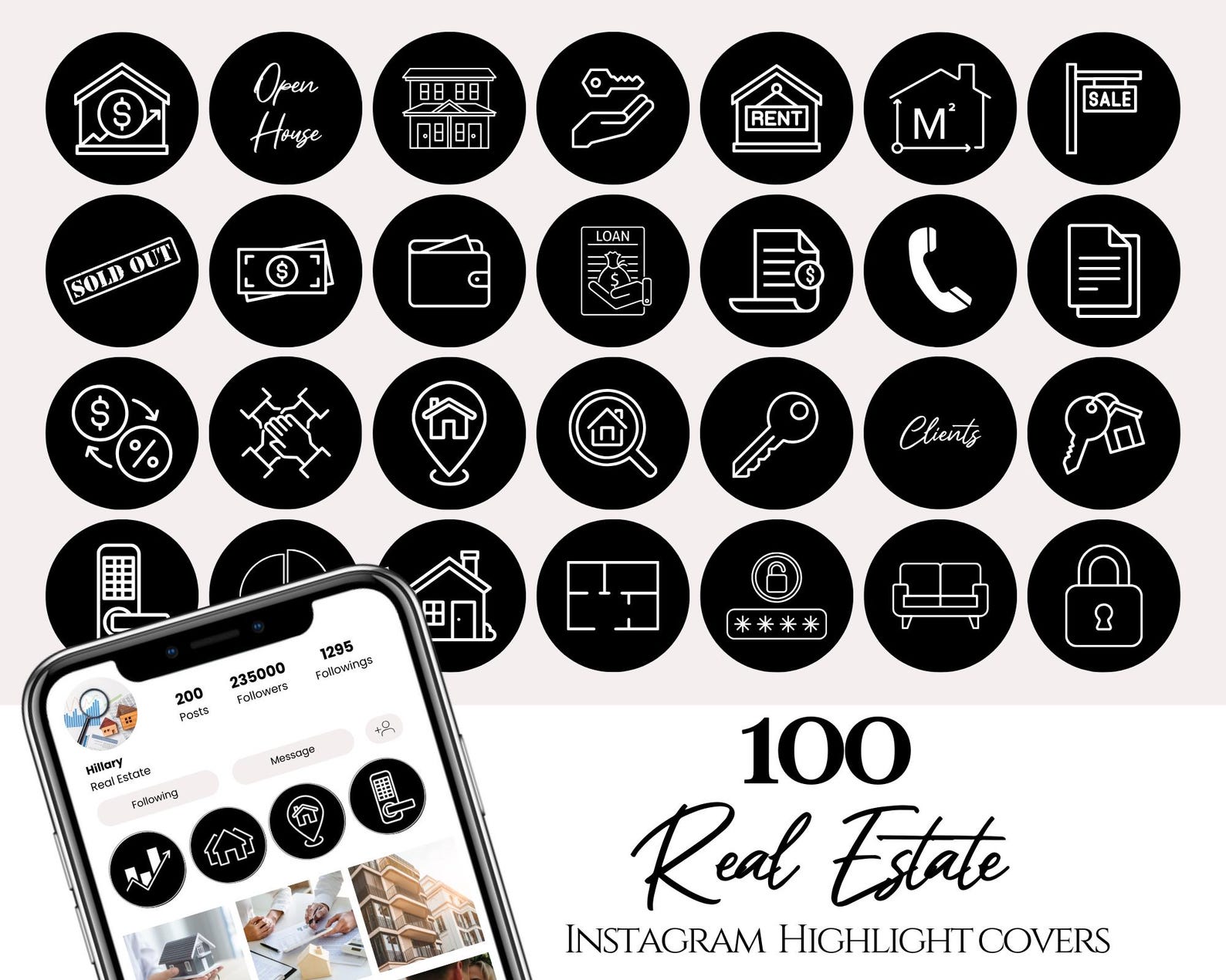 100 Real Estate Instagram Highlight Covers Realtor Instagram Icons ...