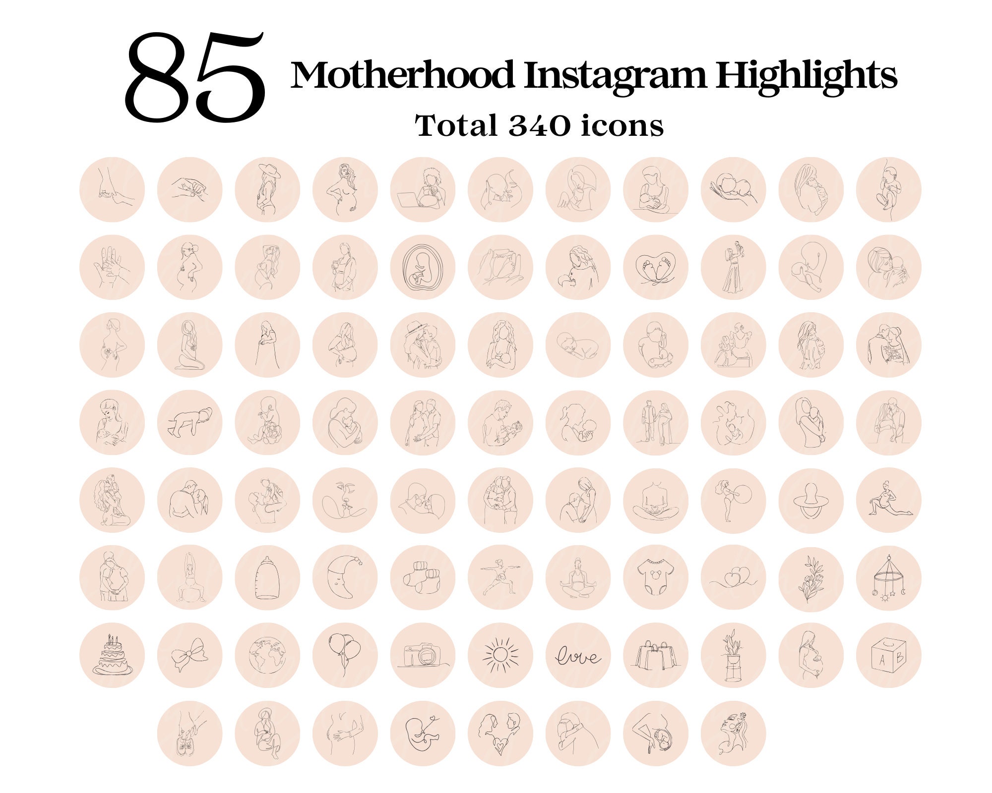 Motherhood Instagram Highlight Covers, Mom Life Icons for Instagram ...