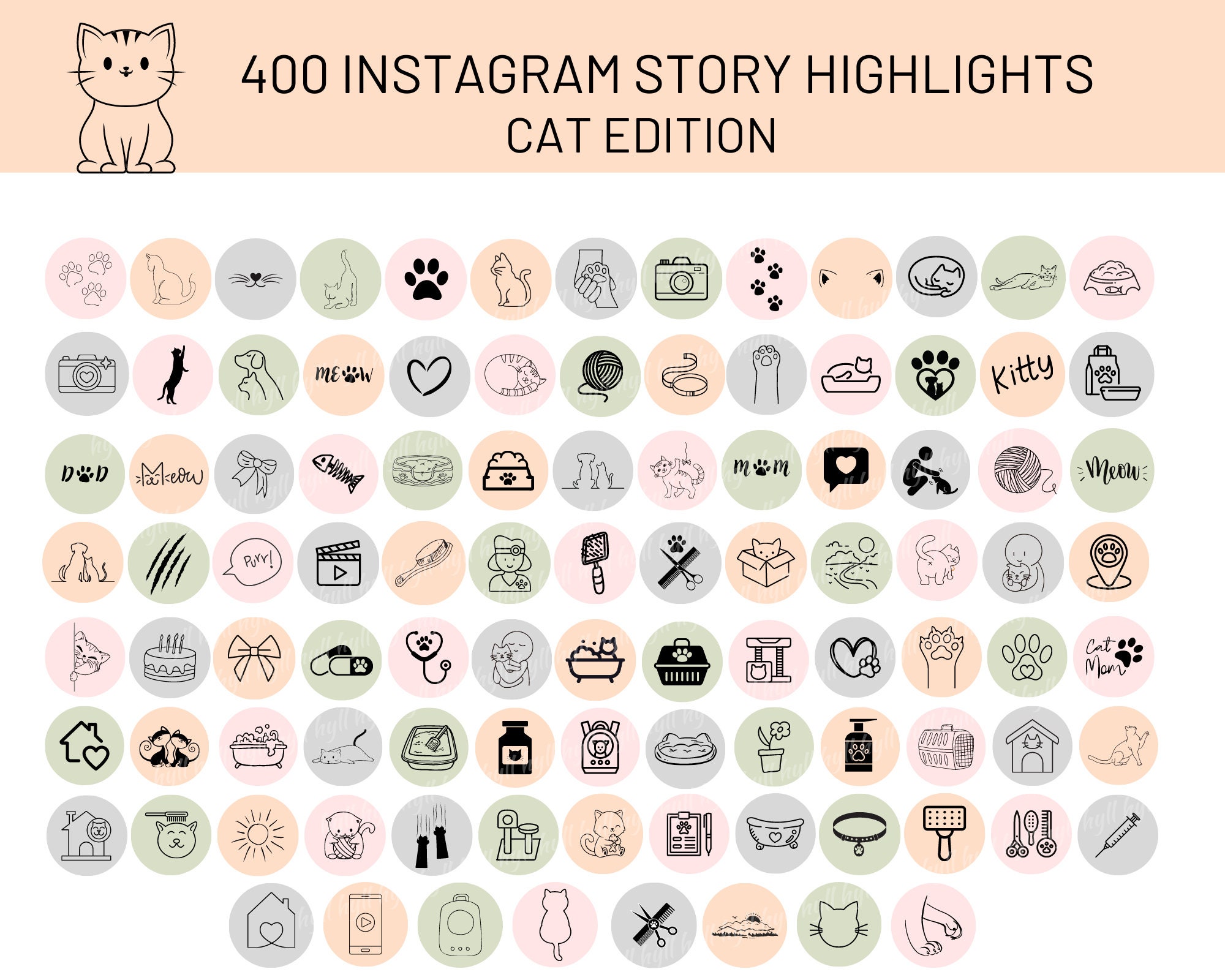 Cute cat story highlights icon for social media transparent png