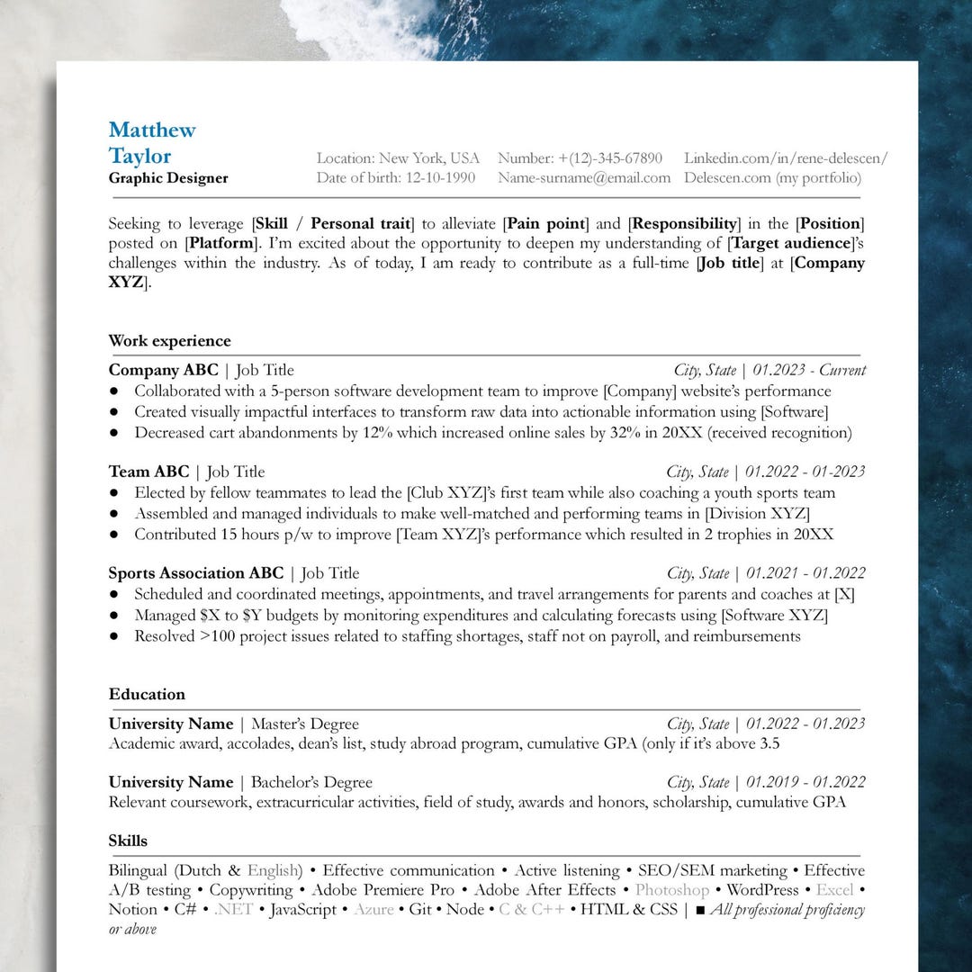 2025 Google Docs Resume Template Best ATS Friendly Resume Template