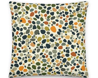 Retro Polka Dot Pebble Pattern Pillow - Earthy Tones for a Cozy, Modern Vibe