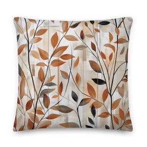 Nature-Inspired Leaf Cushion – Elegant Botanical Throw Pillow in Earthy Tones