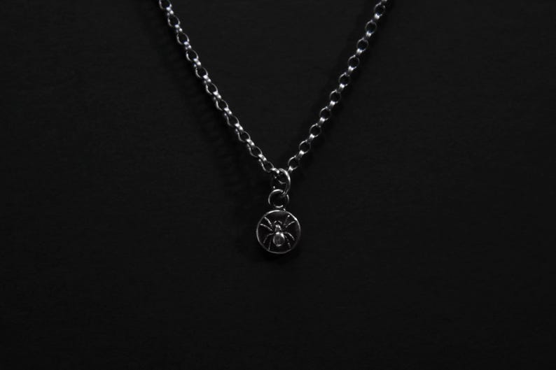 Tiny Sterling Silver Spider Pendant image 1