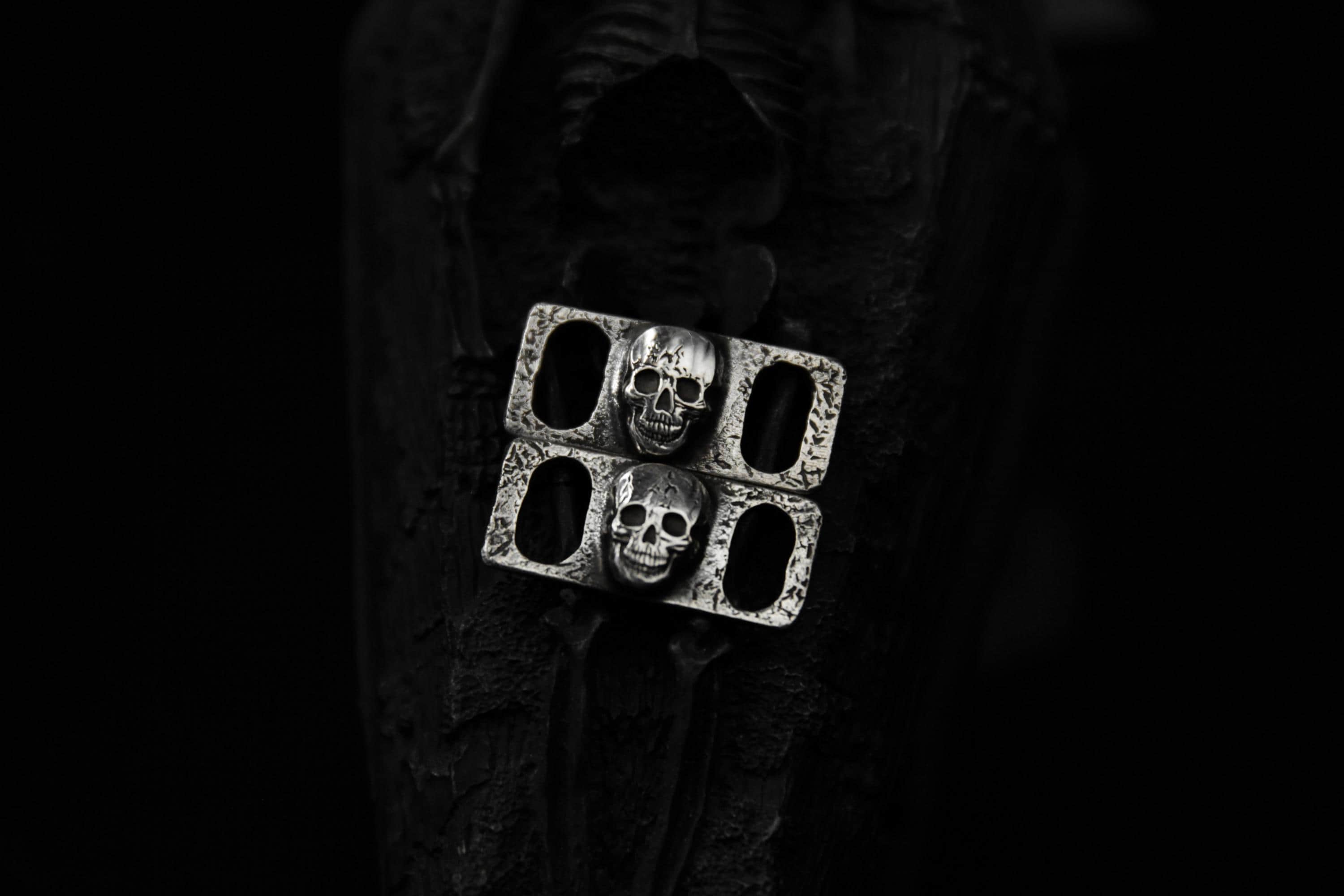 Sterling Silver Skull Shoe Lace Buckles
