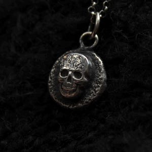 Sterling Silver Gravestone Skull Pendant • Gothic • Memento Mori