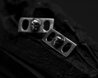 Silver Cemetery Skull Shoe Lace Buckles