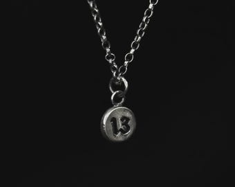 Sterling Silver Custom Gothic Numbers Pendant