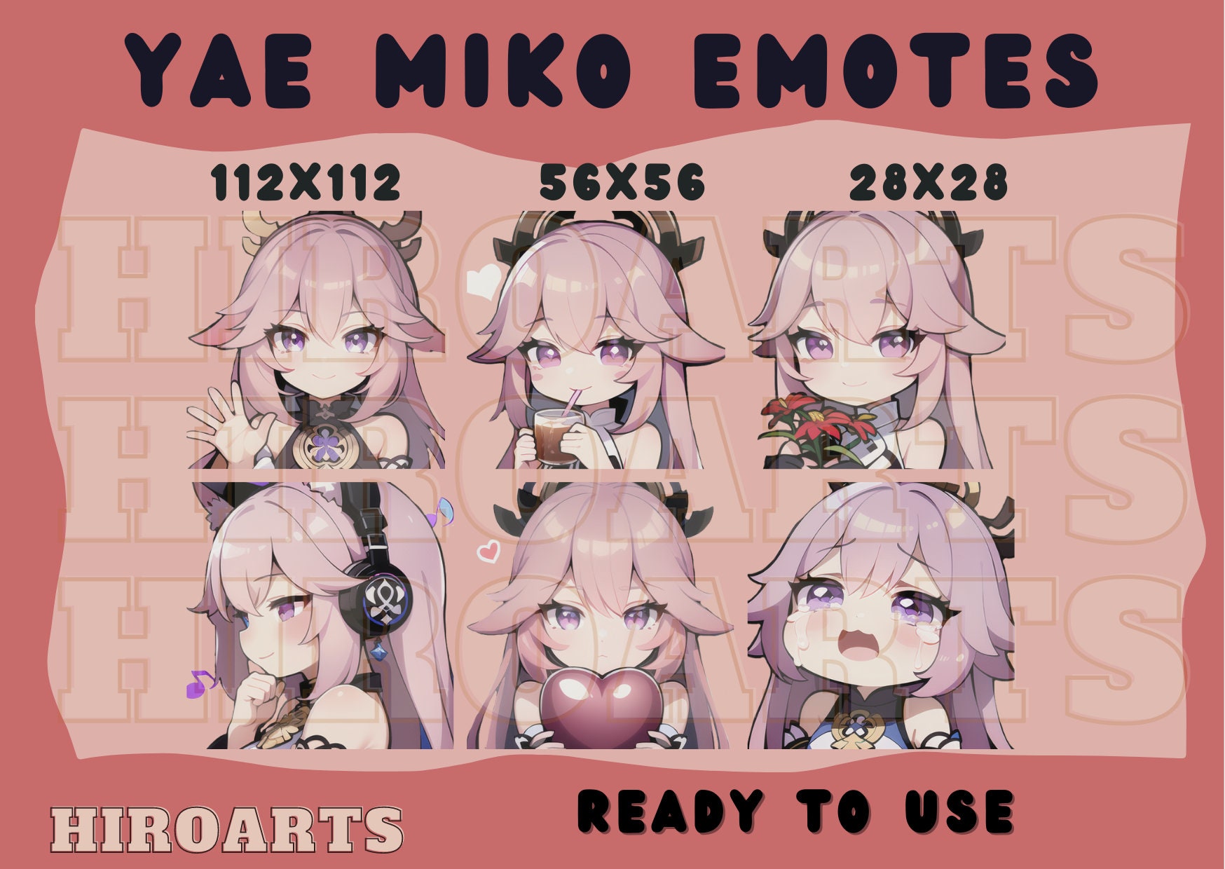 Genshin Impact Yae Miko Emotes Package Genshin Impact Yae Etsy UK