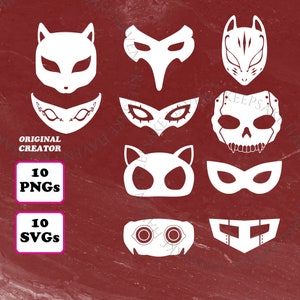 Jrpg Supernatural Metaverse Phantom Masks 10 SVG 10 PNGs, Manga Anime RPG Role Playing Video Game, Instant Digital Download