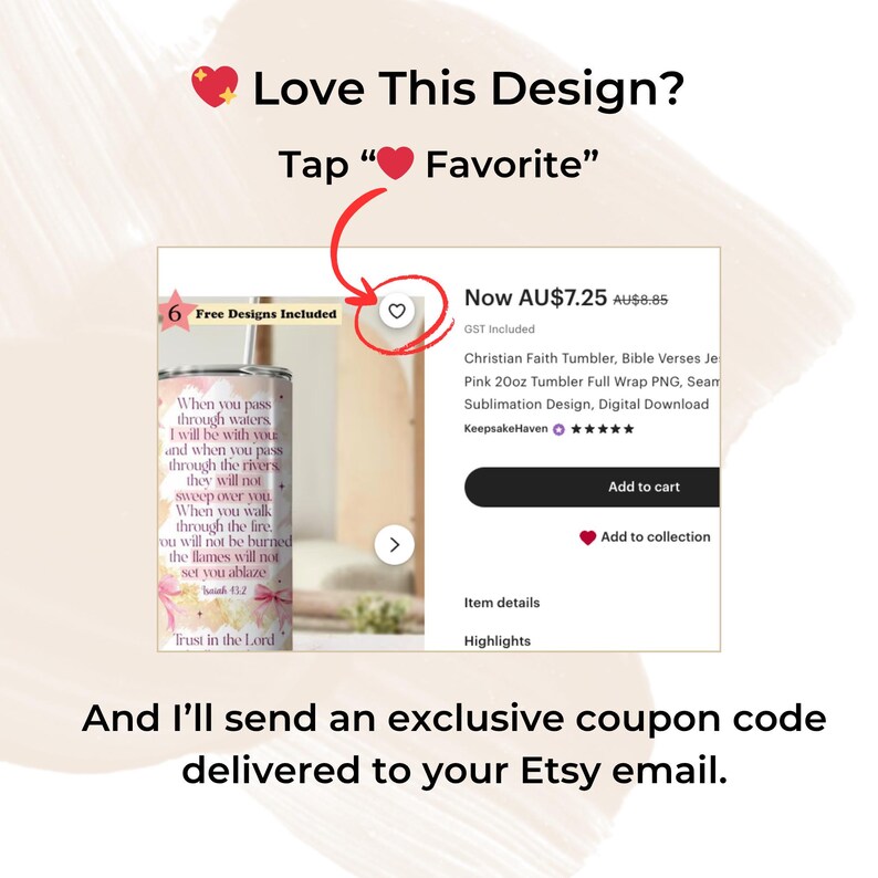 a product description and a button for adding items to a cart, along with a free design included offer.