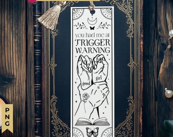 Smut boeklezer bladwijzer SVG, trigger-waarschuwing, Good Girl Dark Romance, boekenliefhebber DIY cadeau voor zus, bestie, dochter, digitale download