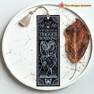 Smut Bookmark Dark Romance Trigger Warning Witchy Boho Black Blue PNG, Printable Bookmarks, Book Lover, Digital Download, Gift for Reader