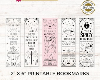 Romance Bookmarks: Spicy, Dark Designs Printable PNG Set, Digital Download