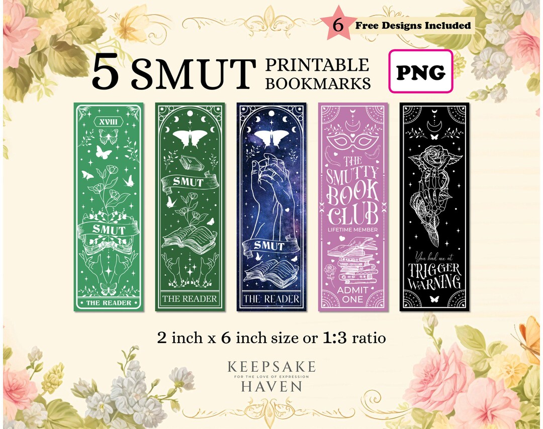 Bookish Printable Bookmarks, Spicy Dark Romance Book Club, Smut ...
