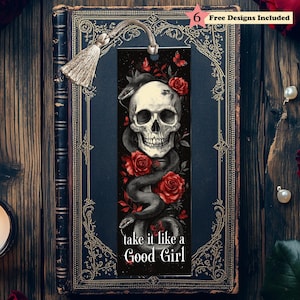 Skulls Roses Snakes Gothic Stalker Dark Romance PNG, Printable Smut Bookmarks, Bookish Bookmark, Digital Download, DIY Gift for Reader