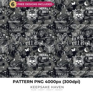 Nahtloser Stoff, Junk Journal, Dark Romance Floral, Grunge Bookish Style, Sublimationsmuster, gemütliche DIY Bastelmaterialien, digitaler Download