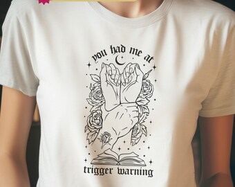 Dark Romance Trigger Warning Gothic Roses Bookish, DTF Design or Sublimation Clipart PNG Svg Shirt, Printable Wall Art, Digital Download