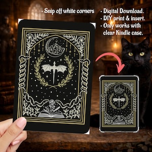 Book Dragon Reader Smut Spicy Fantasy on Black Art, Kindle Insert Clear Case PNG, Paperwhite, Basic, Colorsoft Printable, Digital Download