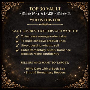 a sign that says top 30 vault fantasy and dark romance who is this for