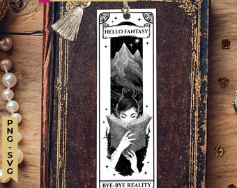 Romantasy Fantasy Book Lover Bookmark SVG PNG, Medieval Gothic Celestial Printable Bookmarks, Book Lover Gift DIY, Digital Download