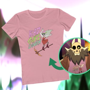Dusty Pink Glyphs Witch On Broomstick Women Shirt