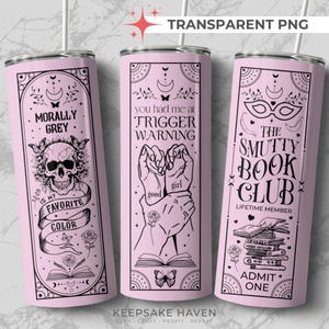 Smutty Bookish Dark Romance Reader SVG PNG, 20oz Skinny Tumbler Wrap, Witchy Tarot naadloze volledige wrap sublimatieontwerp, digitale download afbeelding 6