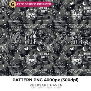 Nahtloser Stoff, Junk Journal, Dark Romance Floral, Grunge Bookish Style, Sublimationsmuster, gemütliche DIY Bastelmaterialien, digitaler Download