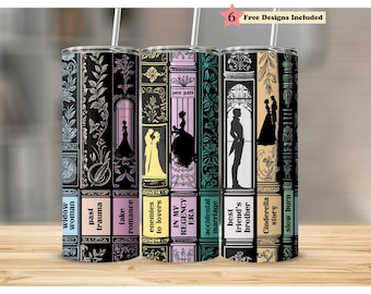Regency Romance Era Book Tropes Bookish Spine 20oz Full Wrap Tumbler PNG, Enemies To Lovers Seamless Sublimation Design, Digital Download