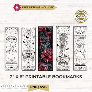 Printable Bookmark Set, Raunchy Dark Romance - Reading Accessory Art: Digital Download