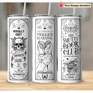 Smutty Bookish Dark Romance Reader SVG PNG, 20oz Skinny Tumbler Wrap, Witchy Tarot naadloze volledige wrap sublimatieontwerp, digitale download afbeelding 7