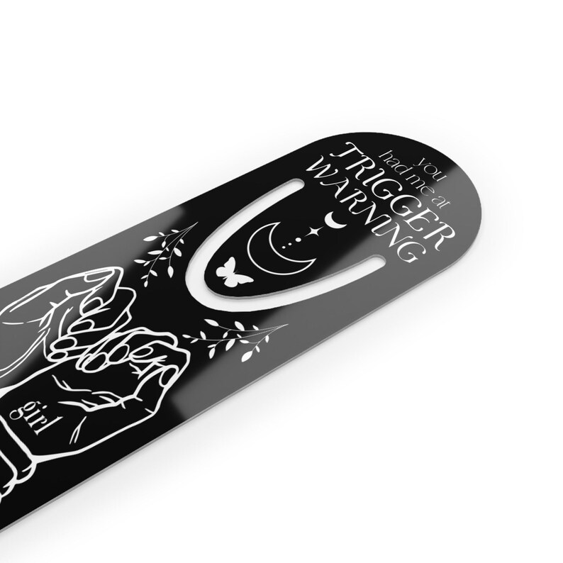 Trigger Warning Dark Romance Personalisable Metal Bookmark, Book Lover