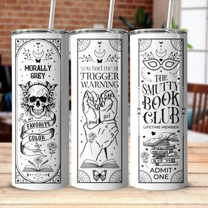 Smutty Bookish Dark Romance Reader SVG PNG, 20oz Skinny Tumbler Wrap, Witchy Tarot naadloze volledige wrap sublimatieontwerp, digitale download afbeelding 8