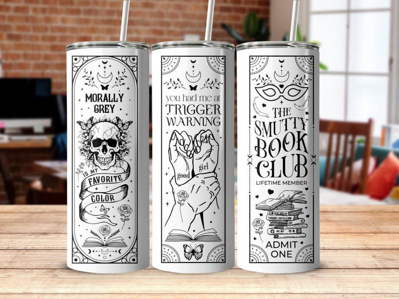 Smutty Bookish Dark Romance Reader SVG PNG, 20oz Skinny Tumbler Wrap, Witchy Tarot naadloze volledige wrap sublimatieontwerp, digitale download afbeelding 8