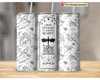Book Dragon Smut Fantasy Romance Reader 20oz Tumbler Full Wrap SVG PNG, Laser Engraved File, Seamless Sublimation Design, Digital Download
