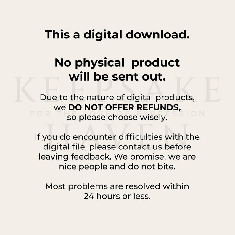 a white poster with the words, this is a digital downloaded no physical product will