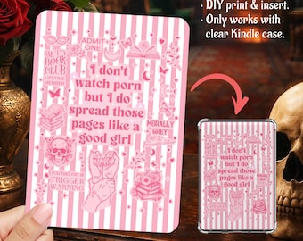Dark Romance Spread Those Pages Stripes Pink Kindle Insert Clear Case PNG, Paperwhite, Basic, Colorsoft Printable, Digital Download