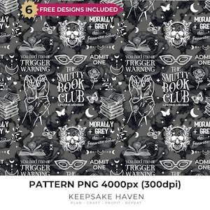 Seamless Fabric, Junk Journal, Dark Romance Floral, Grunge Bookish Style, Sublimation Pattern, Cozy DIY Craft Materials, Digital Download