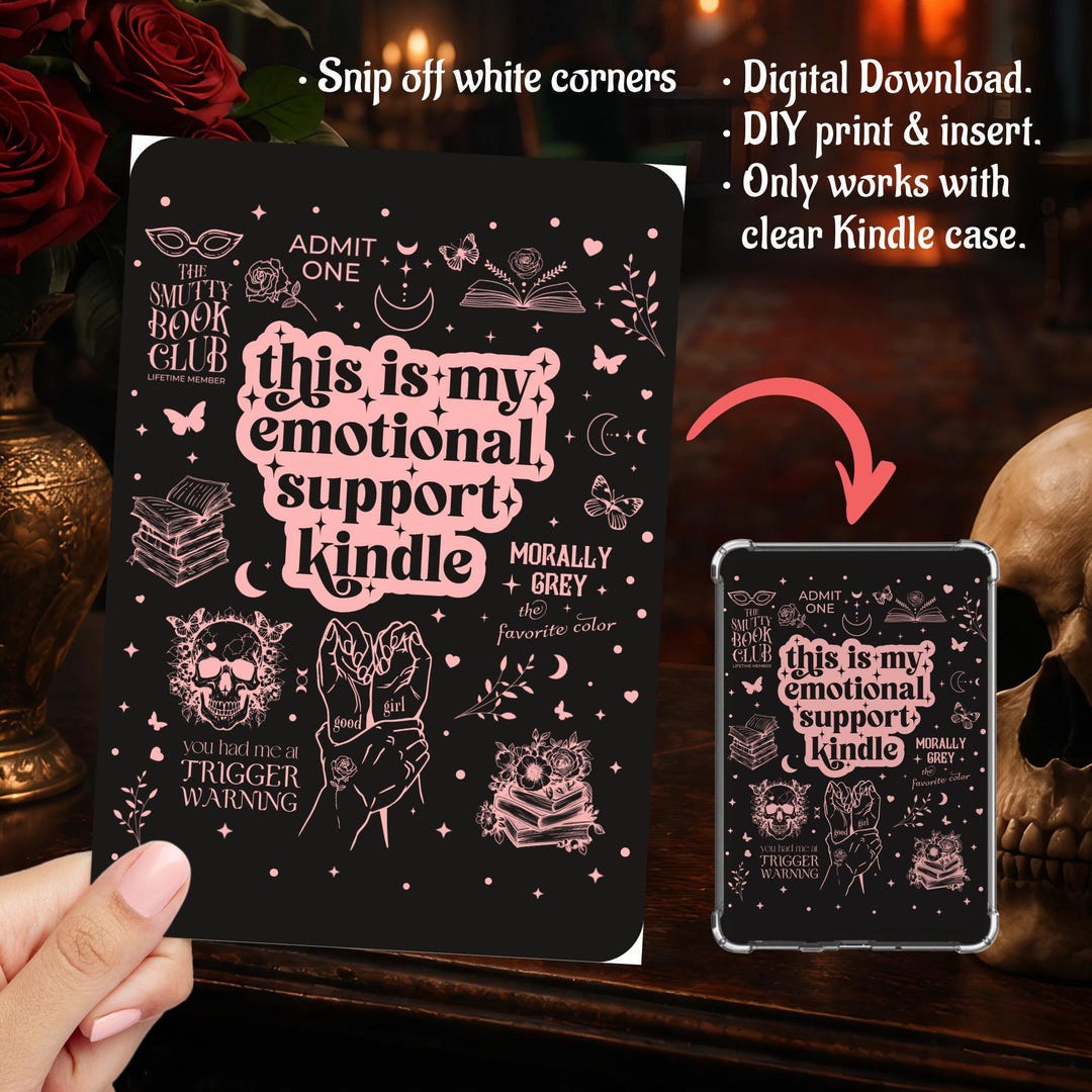 Emotional Support Dark Romance Reader Pink Line Art, Kindle Insert ...