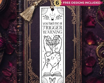 Smut Book Reader Bookmark SVG, Trigger Warning, Good Girl Dark Romance, Book Lover DIY Gift for Sister, Bestie, Daughter, Digital Download