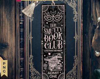 Smut Bookmark Dark Romance Book Club Boho Black Pink PNG, Printable Bookmarks, Bookish Merch, Digital Download, DIY Gift for Reader